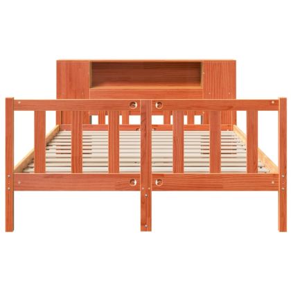 Легло с етажерка за книги, без матрак, 150x200 см, дърво масив