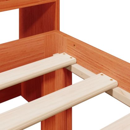 Легло с рафтове за книги без матрак кафяв 90x190 см бор масив