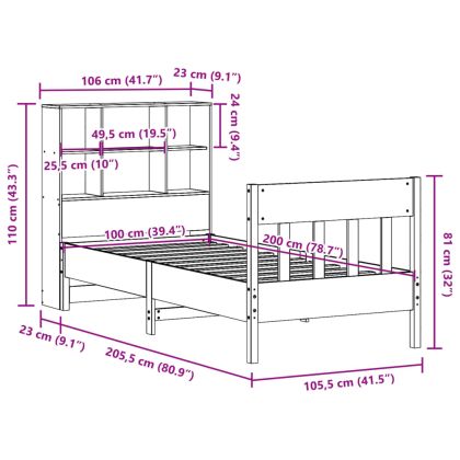 Рамка за легло без матрак, восъчнокафяв, 100x200 см, бор масив