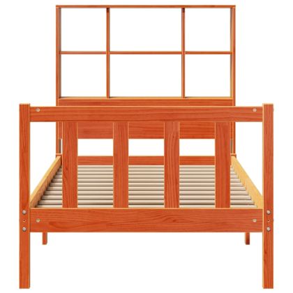 Легло с етажерка за книги, без матрак, 100x200 см, бор масив