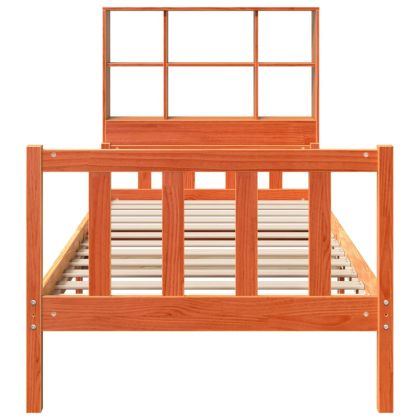 Легло с етажерка за книги, без матрак, 75x190 см, дърво масив