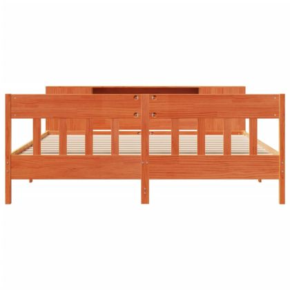 Легло с етажерка за книги, без матрак, 200x200 см, бор масив