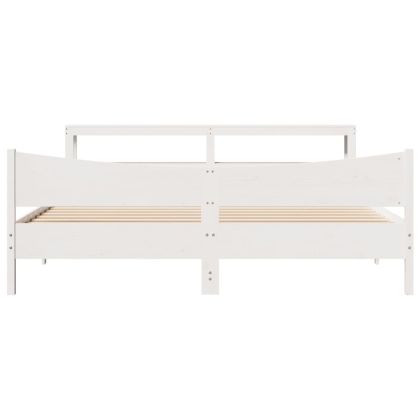 Рамка за легло с табла, бяла, 200x200 см, бор масив