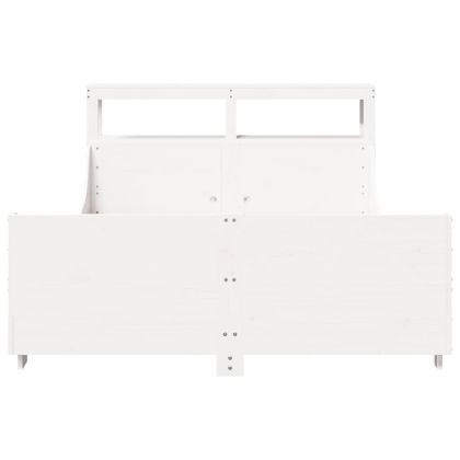 Рамка за легло без матрак, бял, 140x190 см, бор масив