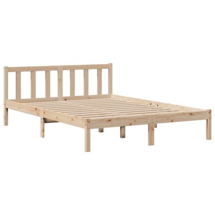 Легло с етажерка за книги, без матрак, 150x200 см, бор масив