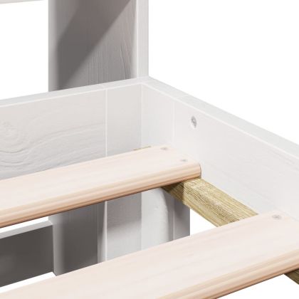 Легло с етажерка за книги, без матрак, 150x200 см, бор масив