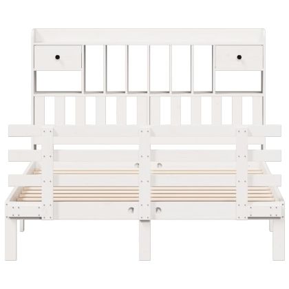 Легло с етажерка за книги, без матрак, 150x200 см, бор масив