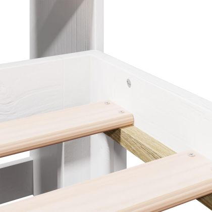 Легло с етажерка за книги, без матрак, 135x190 см, бор масив