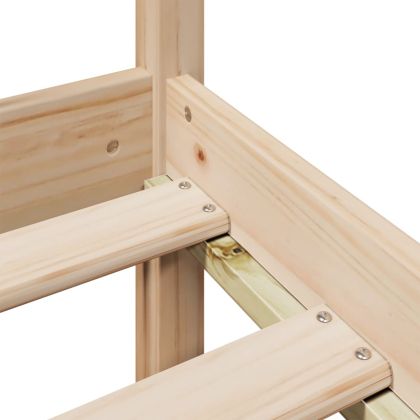 Легло с етажерка за книги, без матрак, 140x190 см, бор масив