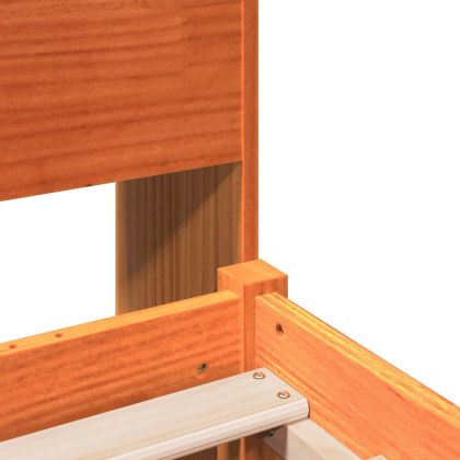 Легло с етажерка за книги, без матрак, 135x190 см, дърво масив