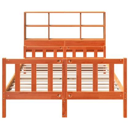 Легло с етажерка за книги, без матрак, 160x200 см, дърво масив