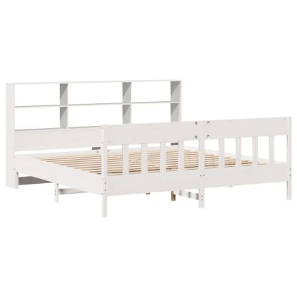 Рамка за легло без матрак, бял, 180x200 см, бор масив