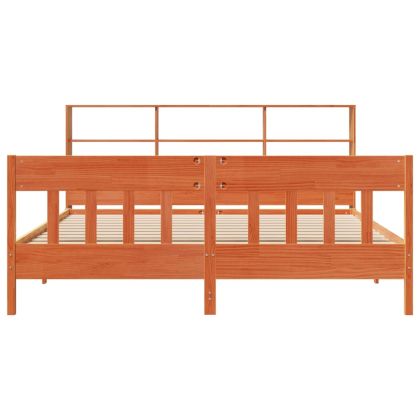 Рамка за легло без матрак, восъчнокафяв, 200x200 см, бор масив