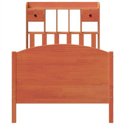 Легло с етажерка за книги, без матрак, 100x200 см, бор масив