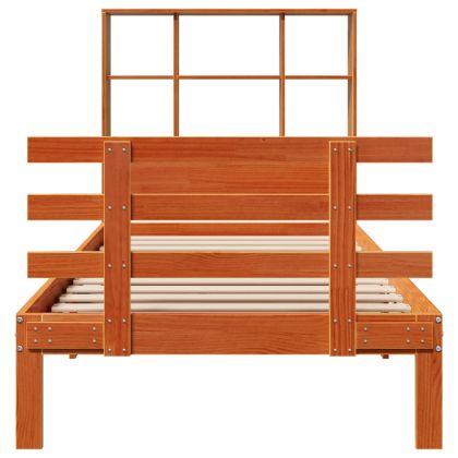 Легло с етажерка за книги, без матрак, 100x200 см, бор масив