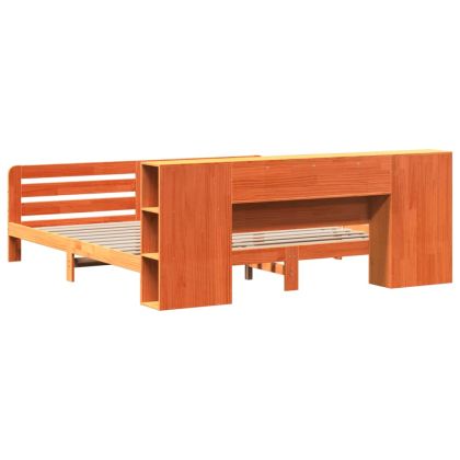 Рамка за легло без матрак, восъчнокафяв, 200x200 см, бор масив