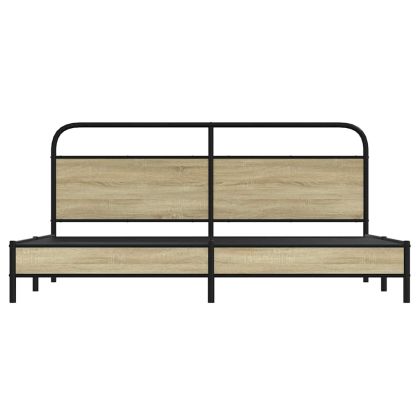 Метална рамка за легло, без матрак, сонома дъб, 183x213 см