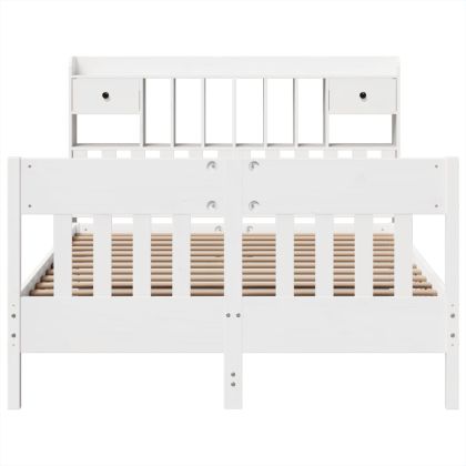 Рамка за легло без матрак, бял, 160x200 см, бор масив