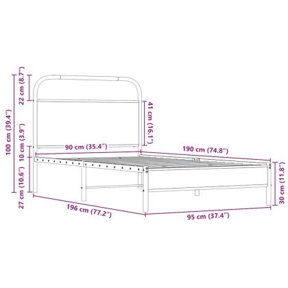 Рамка за легло без матрак 90x190 см дъб сонома инженерно дърво