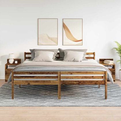 Нощни шкафчета, 2 бр, с 2 чекмеджета, старо дърво, 40x33x60 см