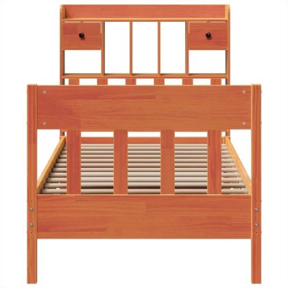 Рамка за легло без матрак, восъчнокафяв, 75x190 см, бор масив