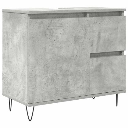 Комплект мебели за баня от 3 части бетонно сив инженерно дърво