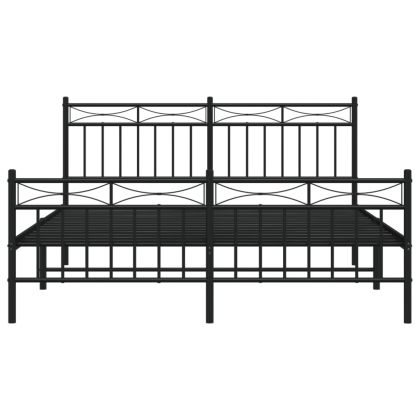 Метална рамка за легло с горна и долна табла, черна, 160x200 см