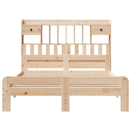 Легло с етажерка за книги, без матрак, 150x200 см, бор масив