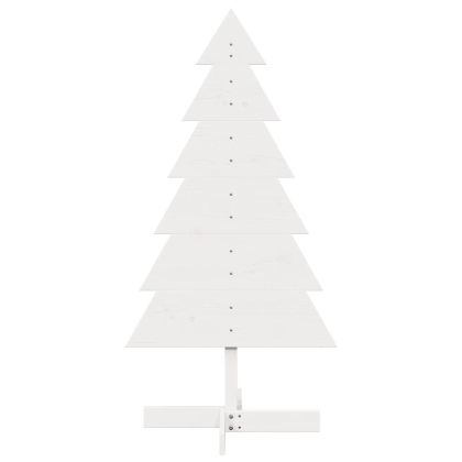 Дървена коледна елха за декорация бял 120 см борово дърво масив