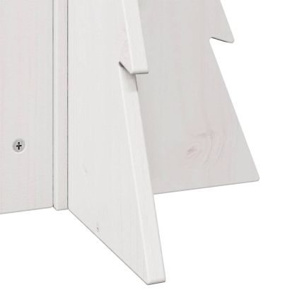 Дървена коледна елха за декорация бял 69,5см борово дърво масив