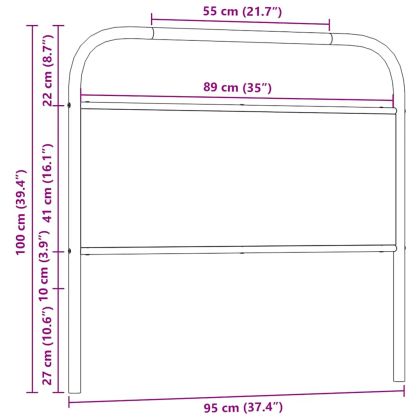 Горна табла, кафяв дъб, 90 см, стомана и инженерно дърво