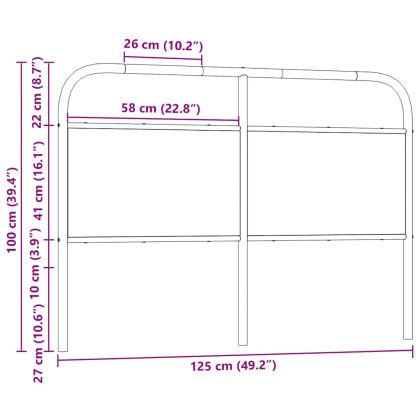 Горна табла, опушен дъб, 120 см, стомана и инженерно дърво