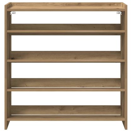 Етажерка за обувки, дъб артизан, 80x25x81 см, инженерно дърво
