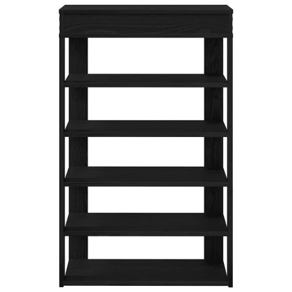 Етажерка за обувки, черна, 60x30x98 см, инженерно дърво