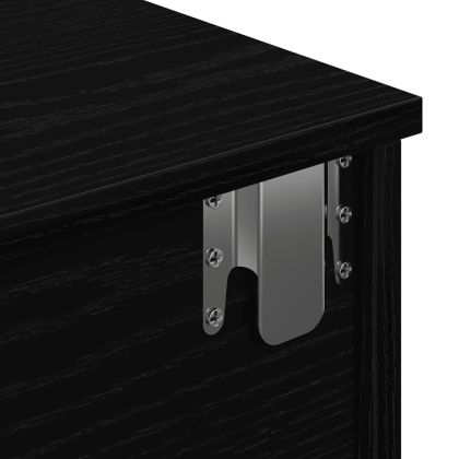 Стенен рафт с чекмеджета, черен, 80x34x17 см, инженерно дърво