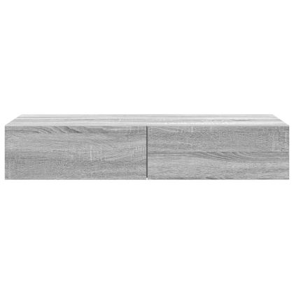 Стенен рафт с чекмеджета сив сонома 100x36x19см инженерно дърво