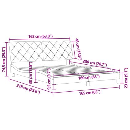 Рамка за легло без матрак, светлосива, 160x200 см, кадифе