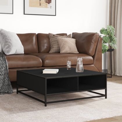 Кафе маса, черна, 80x80x30 см, инженерно дърво и метал