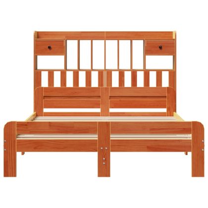 Легло с етажерка за книги, без матрак, 150x200 см, бор масив