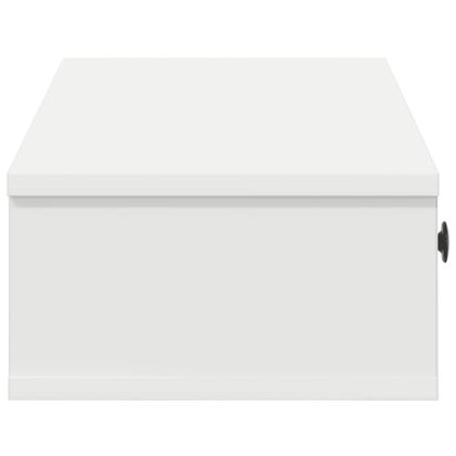 Стенен рафт с чекмеджета, бял, 100x37,5x19 см, инженерно дърво