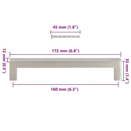 Дръжки за шкафове, 10 бр, сребристи, 160 мм, неръждаема стомана