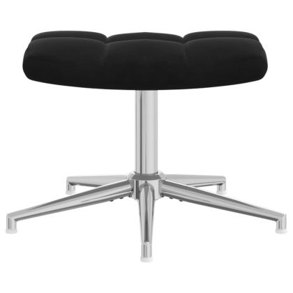 Стол за релакс с табуретка, черен, кадифе