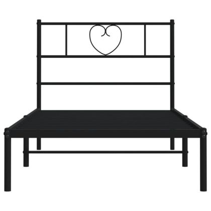 Метална рамка за легло с горна табла, черна, 90x200 см