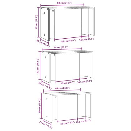 Стифиращи маси, 3 бр, сив сонома, инженерно дърво