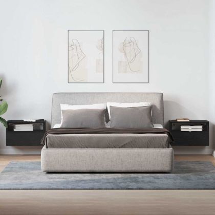 Нощни шкафчета за стенен монтаж, 2 бр, черни, 45x26x28,5 см