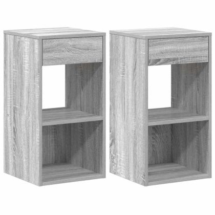 Нощни шкафчета с чекмеджета, 2 бр, сив сонома, 35x34x66,5 см