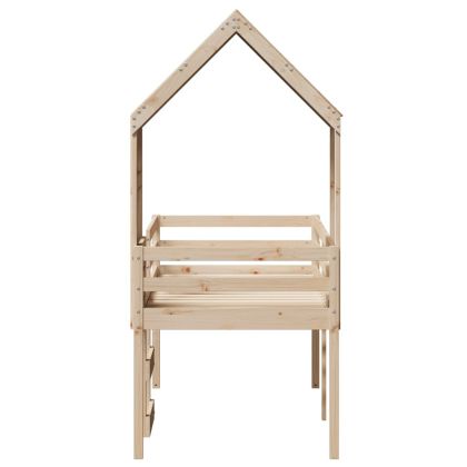 Високо легло с покрив, 80x200 см, борово дърво масив