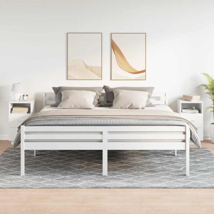 Нощни шкафчета, 2 бр, с 2 чекмеджета, бели, 36x36x68 см