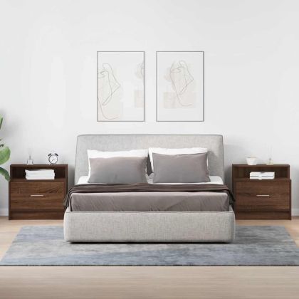 Нощни шкафчета с чекмеджета, 2 бр, кафяв дъб, 51x31x47 см