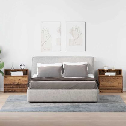 Нощни шкафчета с чекмеджета, 2 бр, старо дърво, 51x31x47 см